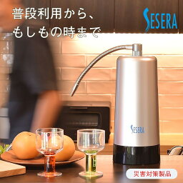 高機能浄水器セセラセット SESERA 浄水器 浄水機 電源不要 災害時 被災時 停電 断水 浄化 雨水 河川 泥水 風呂飲料水 ポンプホース キッチン シンク 台所 天然地層 活性炭 麦飯石 サンゴ石 貴陽石 中空糸膜 ポリエチレン 不織布 セラミック 衛生的 安全 カートリッジ1年間