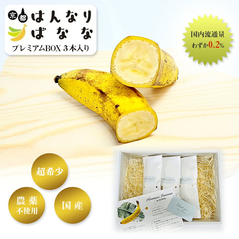 京都はんなりばなな プレミアムBOX 3本入り 高級バナナ 国産バナナ 希少性 高級フルーツ 農薬不使用 バナナ 果物 フルーツ 食品 SDGs 環境に優しい 京都府亀岡市 ギフト 贈り物のサムネイル