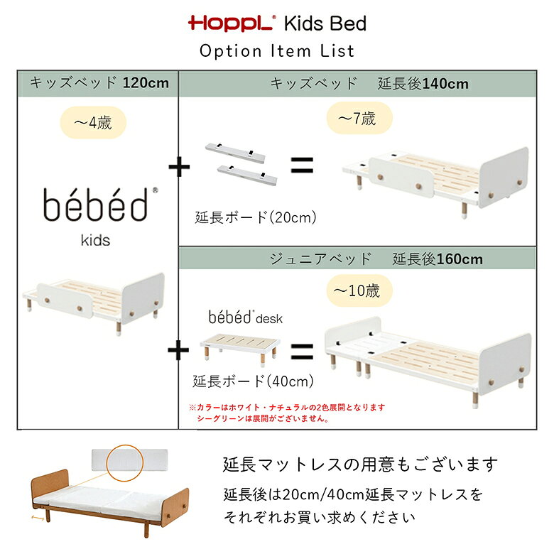 ホップル キッズベッド専用 20cm延長ボード( 2個セット)bebed シリーズ ベベッドベビー オプション品 HOPPL [3]