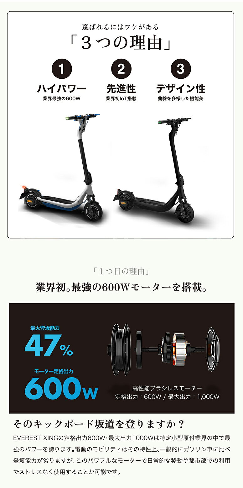 想いを繋ぐ百貨店 【TSUNAGU】の【特定小型原動機付自転車】EVEREST XING EX15 PRO 免許不要 電動バイク 電動キックボード 公道走行可能 折り畳み 通勤 通学 ヘルメット努力義務 電動スクーター 16歳以上 軽量 コンパクト エベレスト エクシング プロ Acalie｜アングル3