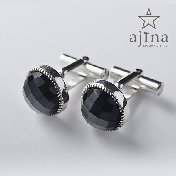 【ajina 漆黒のオニキスカフリンクス】カフスボタン ボタン カフ カフス メンズ レディース ユニセックス 高級 ラグジュアリー ダイヤカット 石 宝石 宝...