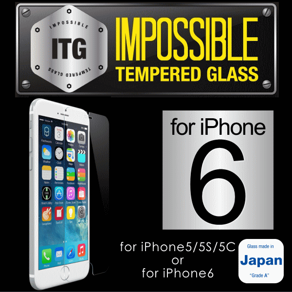 iPhone6 4.7inch/5S/5用表面硬度9Hの日本製強化ガラスの液晶保護フィルム 【レビューを書いてメール便送料無料】アイフォン6 フィルム PATCHWORKS ITG PRO - Impossible Tempered Glass【RCP】