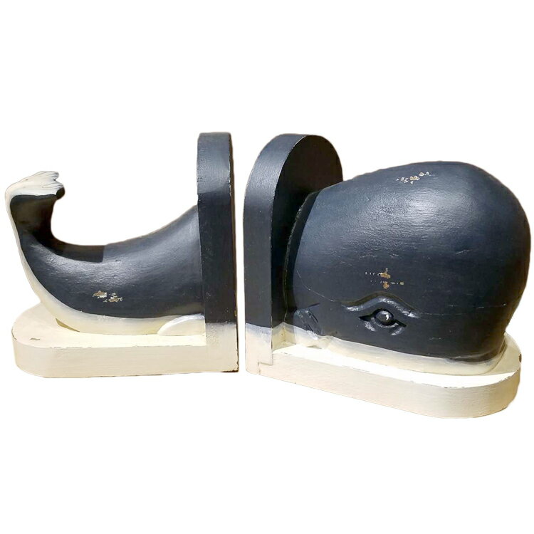\P10倍&最大10%OFFクーポン配布中/クジラ 置物 ブックスタンド 本立て ブックエンド 木製 オブジェ アンティーク 北欧 レトロ マリン シャビー海 ...
