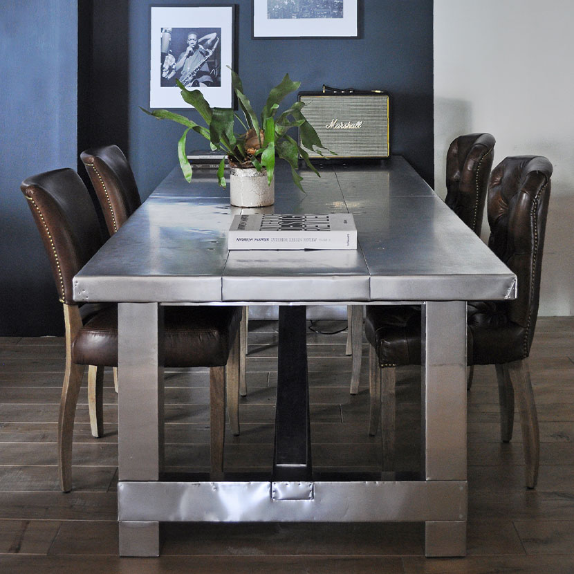 HALO BOSTON DINING TABLE 1800 ダイニングテーブル アルミ 幅1800×奥行800×高さ730mm パソコンデスク ダイニング テーブル リビングテーブル 学習机 食卓テーブル