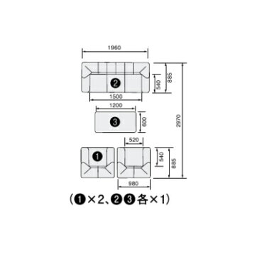 【次回入荷未定】応接セット 4点 5人用1人掛けソファー×2 + 3人掛けソファー×1 + センターテーブル【4点セット】高級感 五人用 3人用 1人用 アームチェア 応接ソファー 応接椅子 応接室 業務用 ロビー ラウンジ 応接一式 応接テーブル 応接室用 応接ソファ