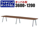 大型テーブル 会議テーブル オーバル型 ワイヤリングBOXなしタイプ 幅3600×奥行1200×高さ720mm BL-3612V(3)
