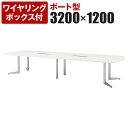 大型テーブル 会議テーブル ボート型 ワイヤリングボックス付き 幅3200×奥行1200×高さ720mm USV-3212BWミーティングテーブル ミーティングデスク 会議机 会議室 会議デスク 大型 会議デスク 打ち合わせ 商談 フリーアドレスデスク デスク フリーアドレス テーブル