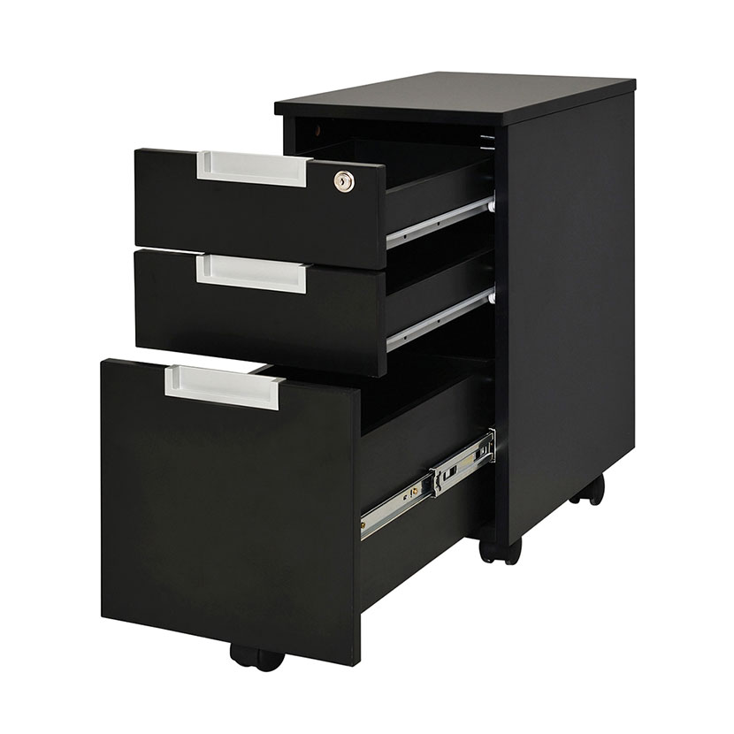 【P5倍5日20〜24時限定】スチール脚デスク スリムワゴン ブラック 幅315×奥行490×高さ610mm [2]
