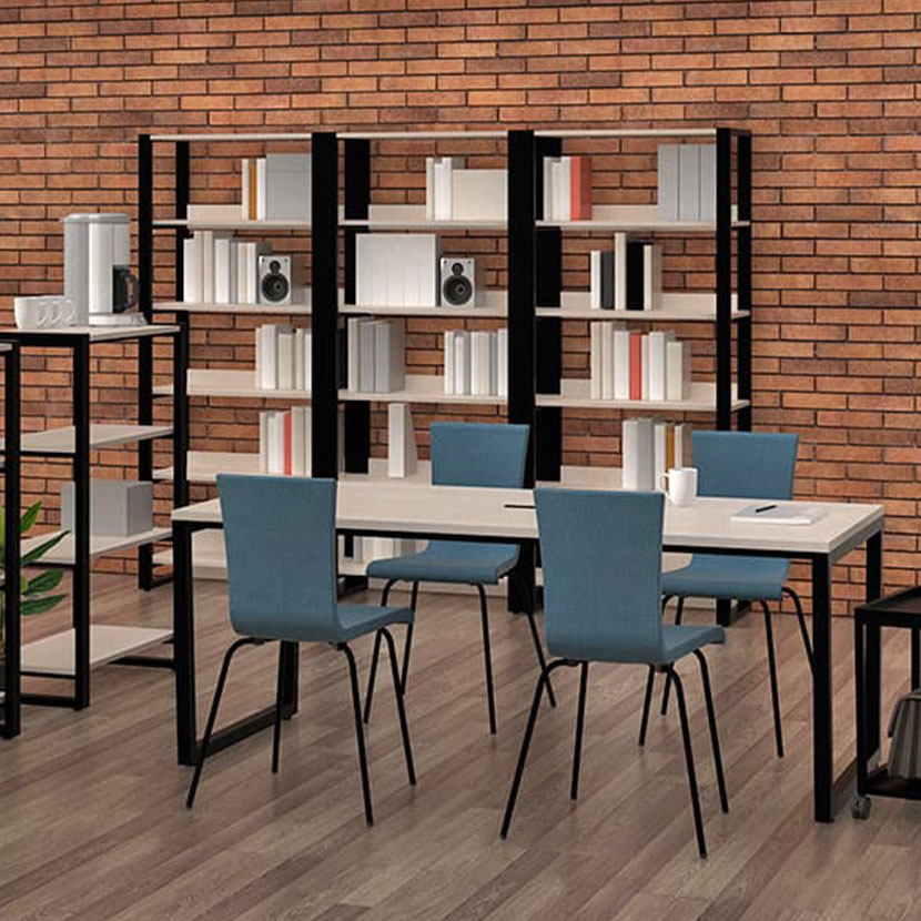 ファブリックチェア モスブルー2 ブラック脚 幅498×奥行530×高さ820mm