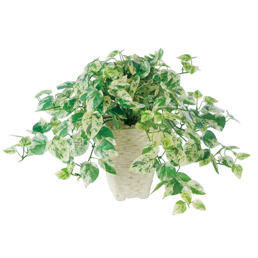 観葉植物 人工 樹木 ミニマーブルポトス 高さ250mm 卓上サイズ 鉢:Pスクエア(WH)