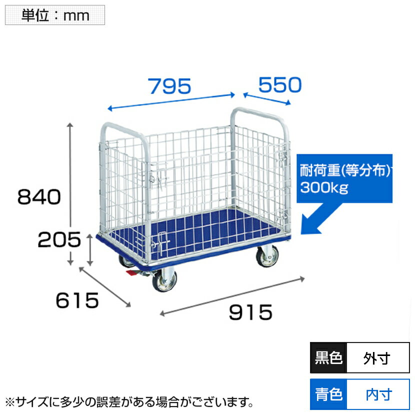 【楽天市場】TRUSCO ドンキーカート 金網付き 幅615×奥行915×高さ205(全高850)mm S付き 307NSトラスコ中山