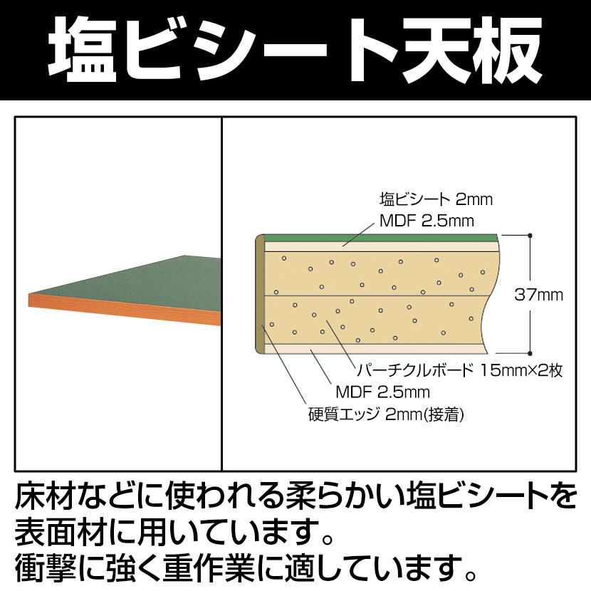 山金工業 ワークテーブル スーパータイプ 塩ビシート天板 全面棚板・中間棚板付き SSR-1875TTS2 幅1800×奥行750×高さ740mm作業テーブル 作業机 ワークベンチ 作業デスク ワークデスク ワーキングデスク 工場 倉庫 物流 作業場