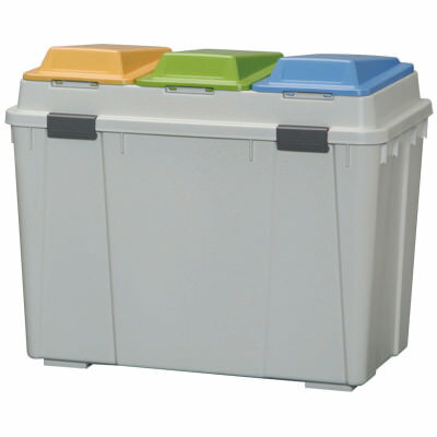 3分別 深型 ゴミ箱 ダストボックス 135L(各45L×3) ふた付き ポリ袋ストッパー付き 8種類の分類シール付き/IR-BPW-780Dごみ箱 業務用 家庭用 ゴミ収納 屋外 ペールストッカー キッチン