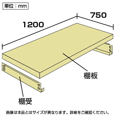 中量-300kg-追加棚板 棚受け付き/幅1200×奥行750mm [2]