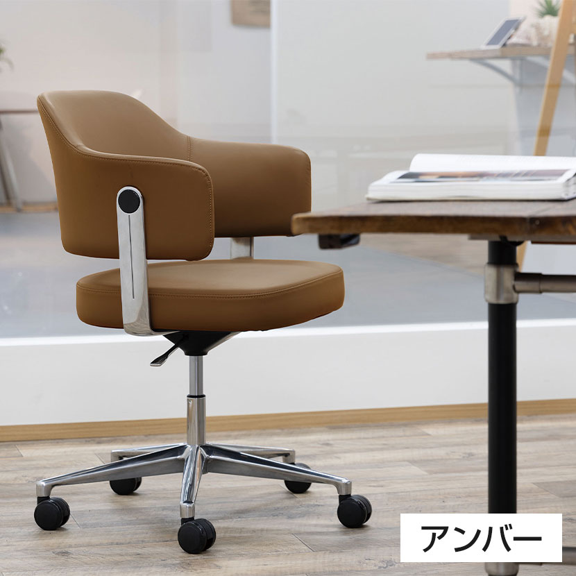 Work Plus NOG CASTER CHAIR ミーティングチェア 5本脚キャスター PUレザー 幅600×奥行585×高さ800〜865mm 3