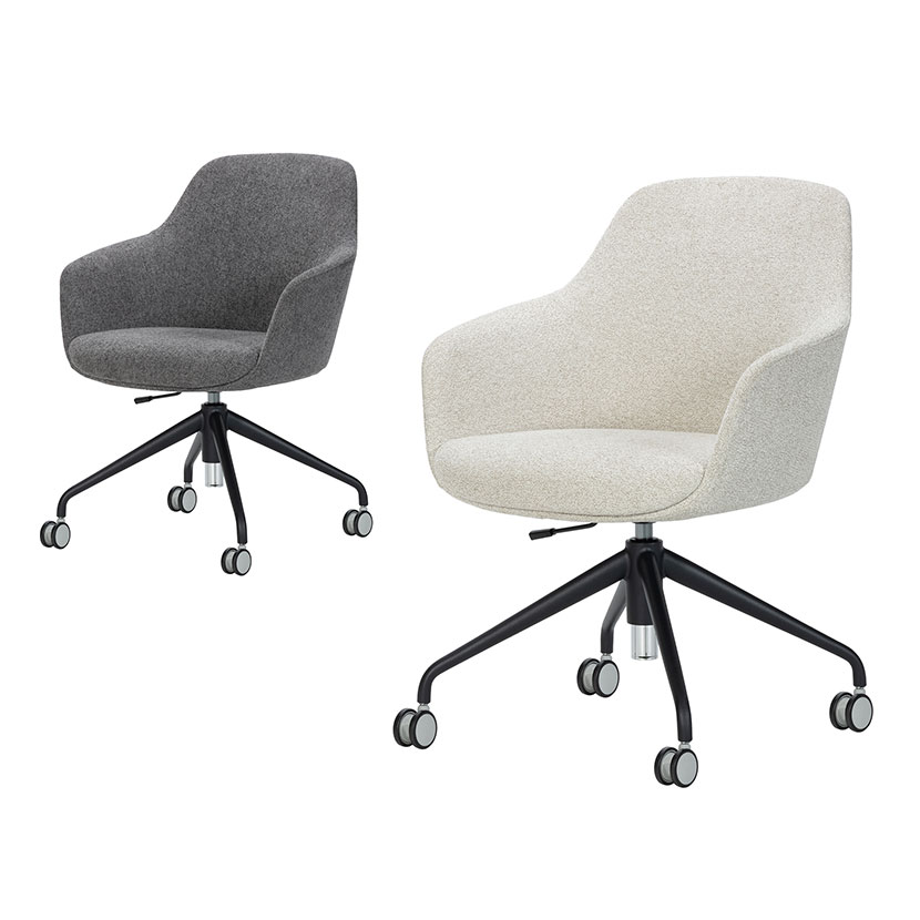 Work Plus HUGGLE CASTER CHAIR ミーティングチェア ラウンジチェア オフィスチェア デスクチェア キャスター付き 昇降 幅680×奥行680×高さ820〜880mm WorkPlus