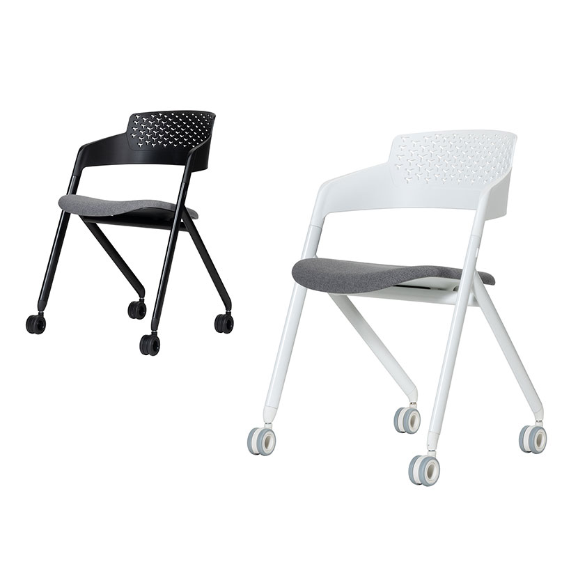 Rakuten - Work Plus FOXON MEETING CHAIR ミーティングチェア 会議用椅子 オフィスチェア 事務椅子 キャスター付き 高さ調節可能 スタッキング セミナー 研修用 WorkPlus