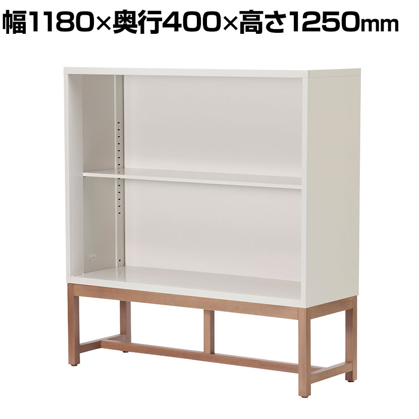 乐天商城 - Work Plus FLEX-WIZ STORAGE オープンシェルフ 収納棚 キャビネット 本棚 オフィス収納 スチール 脚付き 木脚 WH 幅1180×奥行400×高さ1250mm WorkPlus
