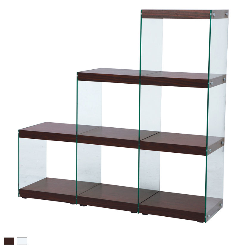 シェルフ 3段ステアラック 飾り棚 ラック オープンラック ディスプレイ 収納 店舗 強化ガラス コレクションラック モダン ブラック ホワイト 幅1230×奥行350×高さ1210mm