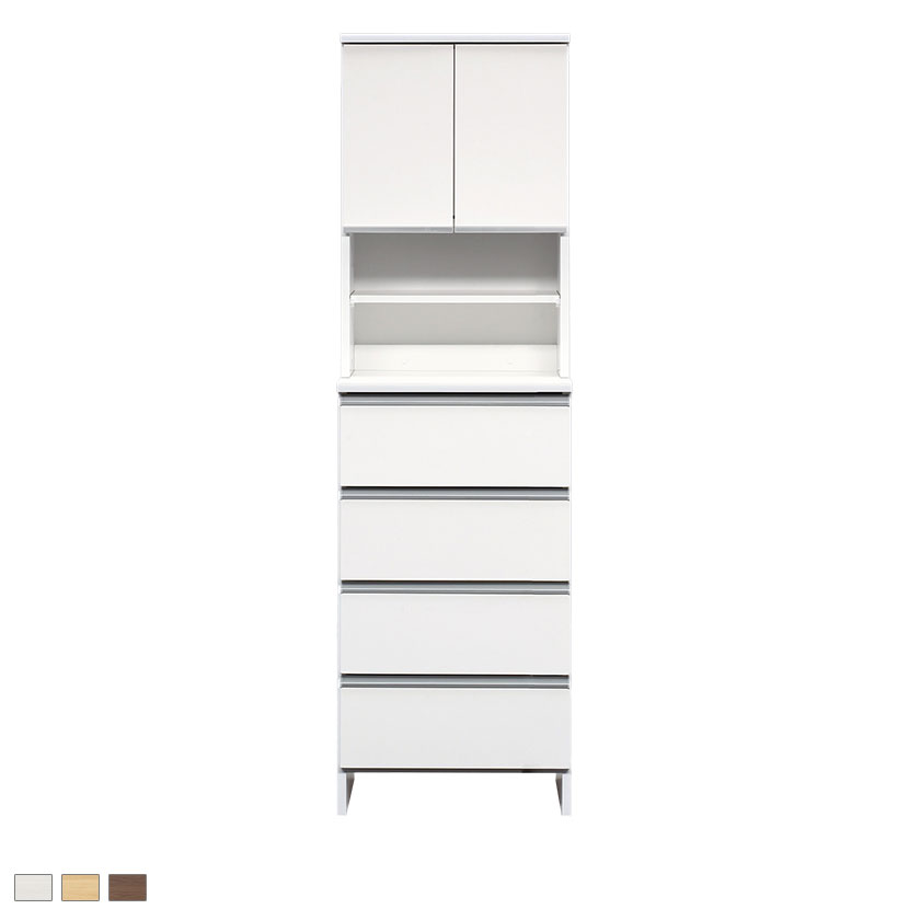 【暮らしのデザイン】ランドリー収納 ハイタイプ ポケット チェスト 収納 タンス 日本製 幅548×奥行270(上台)・394(下台)×高さ1805mm ＜可動棚＞●両開き扉とオープン部に各1枚付いているので、洗濯洗剤など、収納物のサイズに...