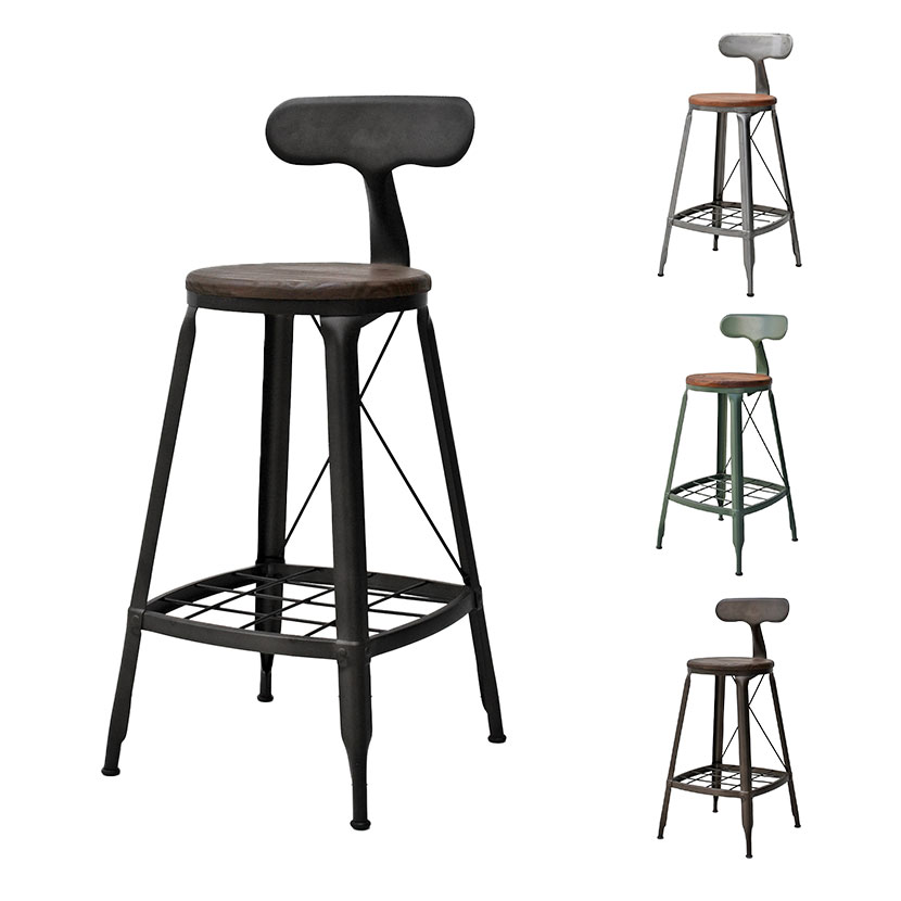 With Back - 1281 HIGH CHAIR ハイチェア ダイニングチェア 収納付き カウンターチェア カフェチェア スチール脚 幅410×奥行440×高さ920(座面高さ680)mm GART(ガルト)