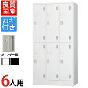 スチールロッカー 6人用 鍵付き シリンダー錠 スチール スタンダード 業務用 幅900×奥行515×高さ1790mm 【国産】 【完成品】 / TLK-S6組...