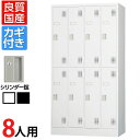 スチールロッカー 8人用 鍵付き シリンダー錠 スチール スタンダード 業務用 幅900×奥行515×高さ1790mm 【国産】 【完成品】 / TLK-S8日本製 オフィス ロッカー 鍵付 かぎ付き カギ付き 更衣室 ロッカールーム 八人用