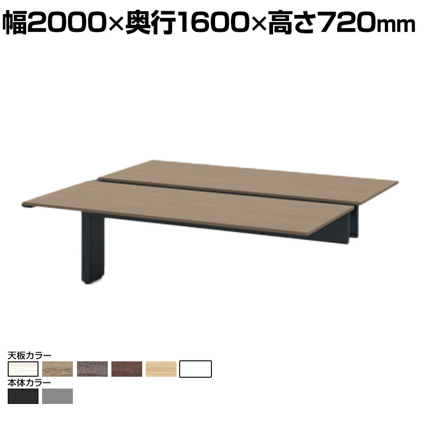 ITOKI INTERLINK R インターリンクRパネル脚・両面タイプ中間連増セット フリーアドレスデスク 幅2000×奥行1600×高さ720mm CLR-206TES