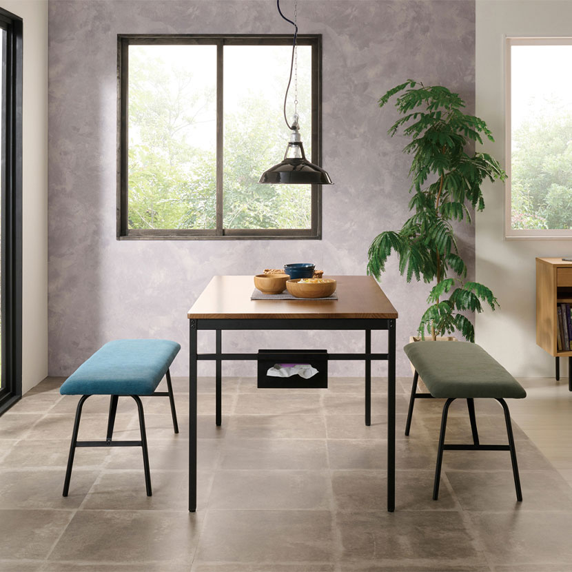 ノアルダイニングテーブル シンプル 多目的 天板:天然木 フレーム:スチール 幅1200×奥行750×高さ700mm NOAL-DT120