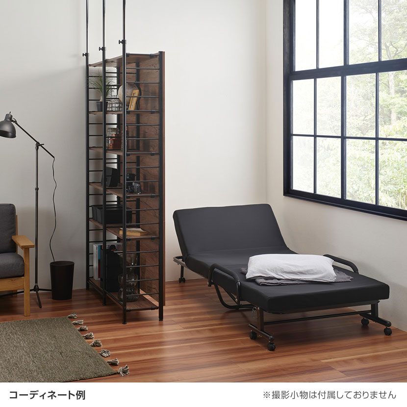 低反発マット付き 折りたたみベッド 省スペース 簡単折りたたみ 優しい寝心地 幅980×長さ2100×高さ440mm [2]