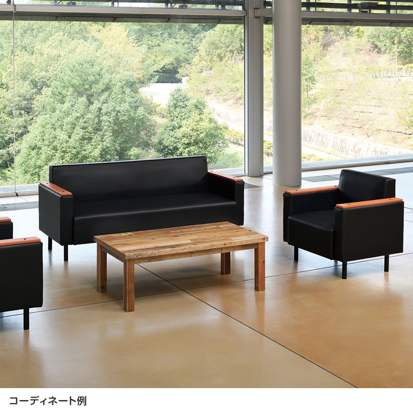応接ソファ オフィスソファ 1人掛け PVC張地 耐アルコール/次亜塩素酸 防炎 防汚 抗菌仕様 アームレスト交換可能 幅830×奥行680×座面高さ380mm [3]