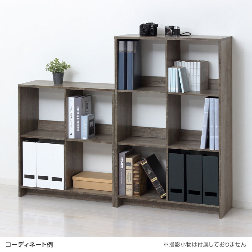 オープンラック 収納 本棚 シェルフ ディスプレイラック 6マス 後板付き 背面化粧仕上げ 木製 押し活 軽量 幅690×奥行265×高さ1095mm [2]