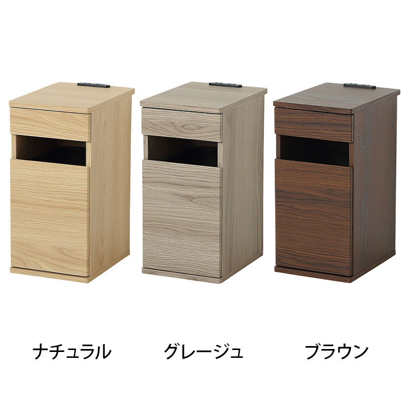 コンセント付きダストボックス ペール ゴミ箱付き 引き出し付き 小物収納 ソフトクローズ機構 スタイリッシュ 幅255×奥行350×高さ510mm [2]