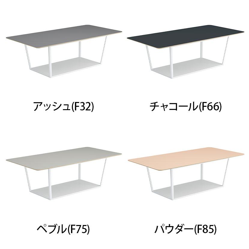 コクヨ リージョン ラウンジテーブル ボックス脚 ミドルテーブル 幅2400×奥行1200×高さ724mm 角形 リノリウム天板 脚ホワイト LT-RG2412MSAAF [3]