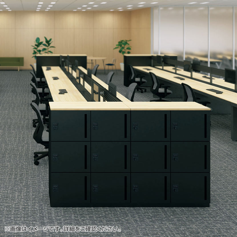 NL-B70-4LS | NL パーソナルロッカー 4人用ベーシック ブラック シリンダー錠 幅900×奥行450×高さ700mm プラス(PLUS)メールロッカー メールボックス 4人用 鍵付きロッカー 荷物入れロッカー 保管庫 書類収納 パーソナルボックス 収納庫 [3]