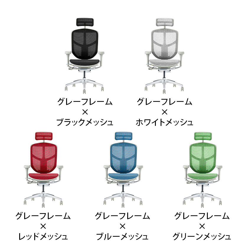 【グレー×グリーン:次回入荷未定】エルゴヒューマン エンジョイ2 Ergohuman ENJOY2 ハイタイプ 高機能 メッシュチェア オフィスチェア パソコンチェア デスクチェア ワークチェア 在宅ワーク 椅子 ヘッドレスト付き ステルスランバーサポート EJ2-HAM [2]