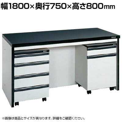 サカエ サイド実験台 キャビネットワゴン2台付き 幅1800×奥行750×高さ800mm ST-18HAB