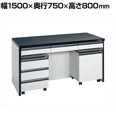 サカエ サイド実験台 キャビネットワゴン2台 引出し付き 幅1500×奥行750×高さ800mm STA-15LAC