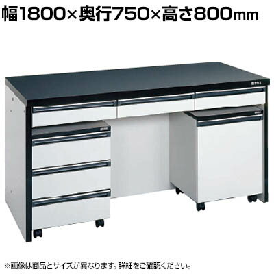 サカエ サイド実験台 キャビネットワゴン2台 引出し付き 幅1800×奥行750×高さ800mm STA-18LAC