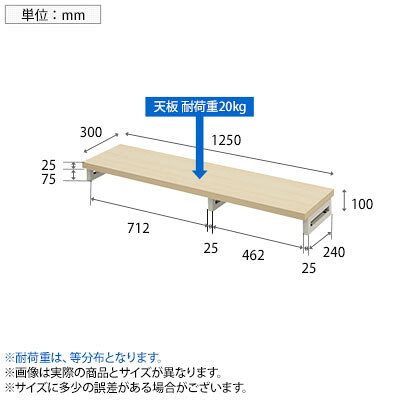 eモニター台 机上台 机上ラック 卓上モニター パソコン台 日本製 ぴったり 角脚タイプ 幅1250×奥行300×高さ100mm EMR-LCK12530 スペース活用 テレワーク 収納 [3]
