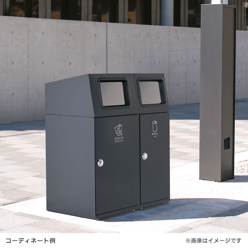 テラモト ニートST もえるゴミ用 ゴミ箱 67L 角穴 フラップ付き 業務用 ダストボックス 分別 アジャスター付き 屋外用 学校 幅460×奥行460×高さ947mm [3]