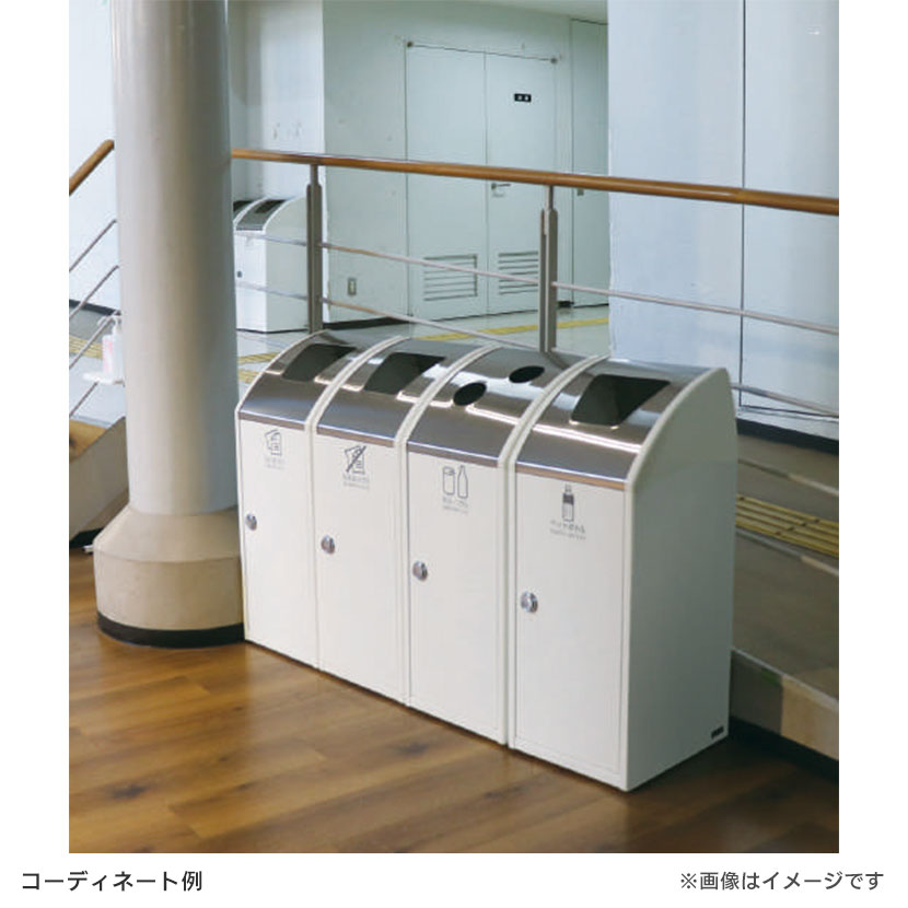 テラモト Trim(トリム)SLF(ステン) もえるゴミ用 ゴミ箱 47L 業務用 ダストボックス 分別 アジャスター付き 屋内用 学校 幅360×奥行435×高さ930mm [3]