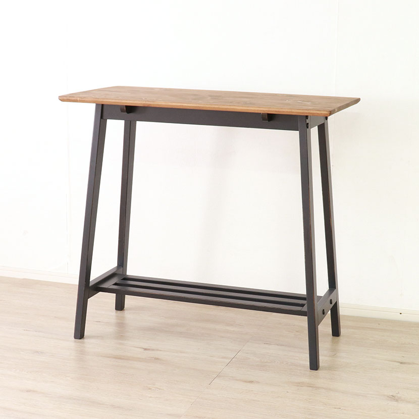 ハイテーブル カフェ ブルックリン ナチュラル ヴィンテージ 北欧パイン材 無垢 天然木 バイカラー 幅1000×奥行500×高さ930mm