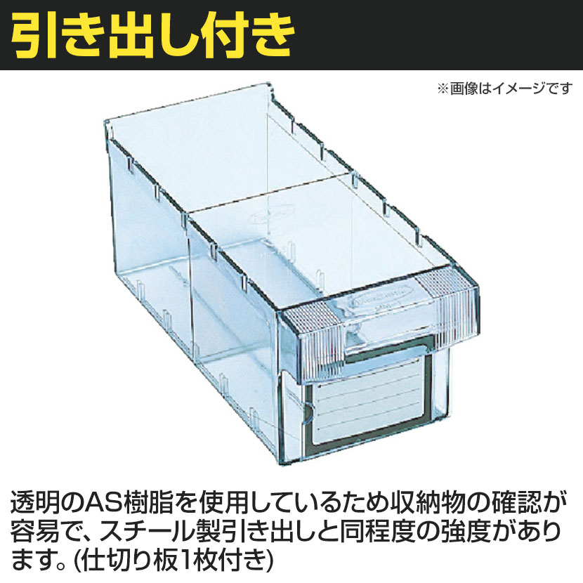 TRUSCO M3型中量棚 幅900×奥行471×高さ1800mm 樹脂透明引出付 大×15 856-3304