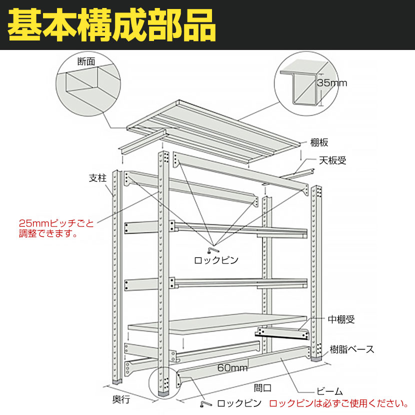 【本体】TRUSCO M2型軽中量棚 幅1460×奥行600×高さ1200mm 4段 単体 ネオグレー 506-8223