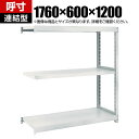 【追加/増設用】TRUSCO M2型軽中量棚 幅1760×奥行600×高さ1200mm 3段 連結 ネオグレー 511-5876(3)