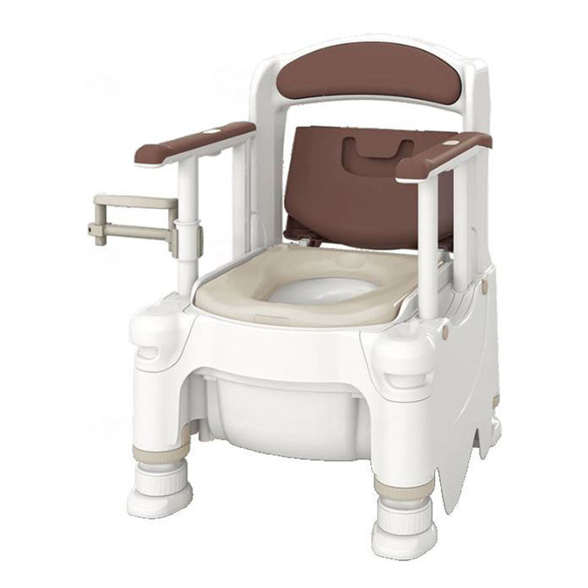 ウェルファン ポータブルトイレ FX-30S らくゾウくん 側方ガードなし アースブラウン 標準便座 高齢者 ..