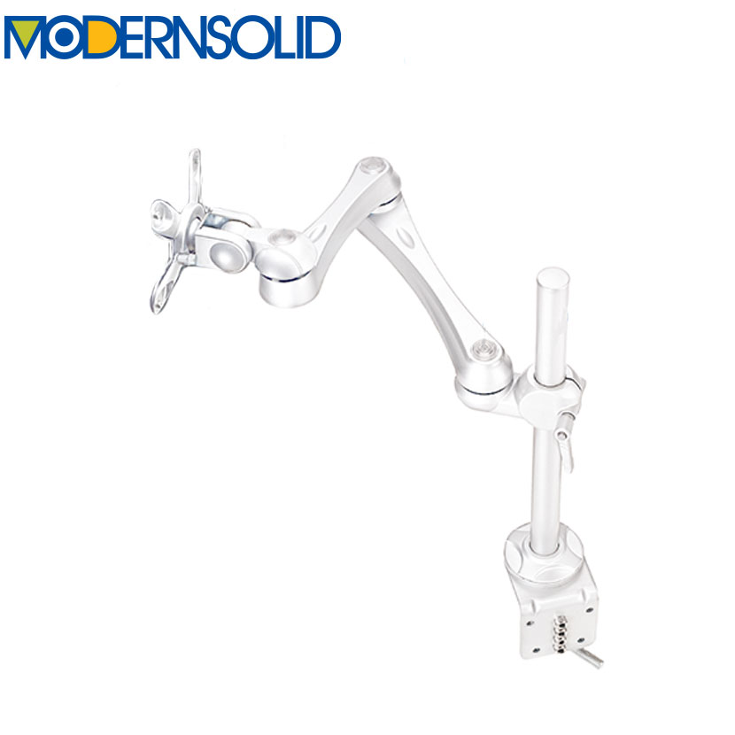 MODERNSOLID モダンソリッド モニターアーム 水平多関節アーム エルゴノミクス 高耐久 クランプ固定 モニター1画面モデル VESAマウント脱着タイプ LA-51SC-1Q-WH 先端のVESA取り付け金具はアダプタなしで100×100mmに対応し、脱着が可能です。 商品について 重量4.7kg 耐荷重8kg 材質アルミニウム合金(RoHS指令準拠) 対応サイズ・対応商品・VESA規格準拠モニター　ねじ穴間隔 / 75×75mm、100×100mm・モニターサイズ　27インチまで・モニター、液晶テレビ厚さ　55mmまで・取り付け可能な天板厚み　クランプ式 / 15〜100mm(取り付け時必要最小天板奥行70mm) 機能・特徴・画面角度調節 / 上90度、下70度、左右±180度・高さ調節 / 支柱をつかむジョイントのレバーで調節可・関節数 / 5箇所 梱包数1 梱包サイズ幅430×奥行310×高さ175mm 梱包重量5.3kg 組み立てお客様組立品 備考付属品 / 組み立て・調節用工具、組み立て用ネジ、モニター取り付けネジ ご注意・必ずアームが水平になるよう設置してください、設置場所が動くような場合もご注意ください。・モニターインチ数は27インチまでとなりますが、形状や重量以外の要因により取り付けが難しい場合がございます。・製品の耐荷重は一般的なPC用モニターを想定しております、形状や重心により耐荷重範囲内であっても設置できない場合がございます。・商品には日本語マニュアルが付属しておりますが、一部英文マニュアルの場合がございます。 配送について お届けについて複数注文や出荷量の多い場合は納期が変更になる場合がございます為、お時間を頂戴する可能性がございます。納期詳細はお問い合わせください。 配送費用について配送費無料※北海道は1個あたり別途送料1,100円(税込)※沖縄・離島は別途お見積り 配送可能日について土日配送可。時間指定はお受けできません。※配送状況によっては、お届け日が前後することもありますのでご了承ください。 備考こちらの商品は軒先渡しとなります。※エレベーターがない場合、大量注文(1度に搭載できず、複数回の運搬になる場合)、もしくはエレベーターに商品が入らない場合は、1階でのお渡しとなる場合がございます。 ご注意キャンセルについて：出荷日前日まで無料、それ以降は商品代金の100%を頂戴いたします。 バリエーション