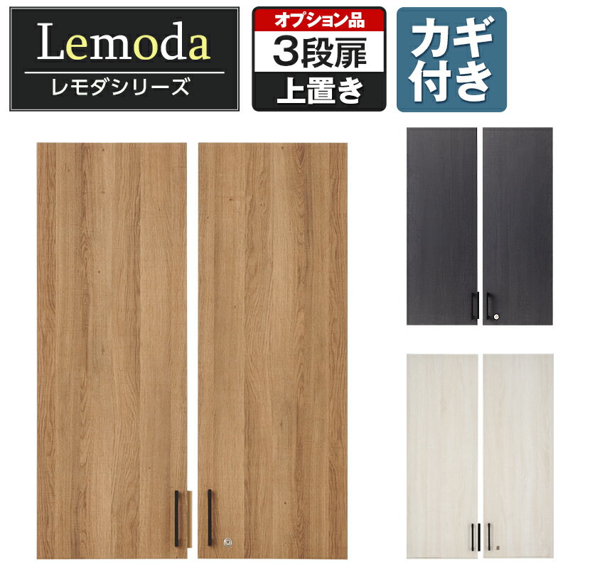 【法人様限定】レモダシリーズ専用 木製両開き扉 鍵付き 3段上置き用