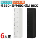 【レビュー特典あり】【法人送料無料】OCスチールロッカー 6人用 スリムスチールロッカー 1列6段 シリンダー錠 鍵付き 幅380×奥行450×高さ1800mm オフィスロッカー パーソナルロッカー 個人ロッカー 更衣室ロッカー シューズロッカー